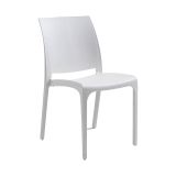 Sedia da esterno Miranda, Seggiola da giardino, Seduta outdoor multiuso, Panchina da giardino, Made in Italy, 54x46 h80 cm, Bianco