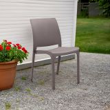 Sedia da esterno Miranda, Seggiola da giardino, Seduta outdoor multiuso, Panchina da giardino, Made in Italy, 54x46 h80 cm, Tortora