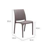 Sedia da esterno Miranda, Seggiola da giardino, Seduta outdoor multiuso, Panchina da giardino, Made in Italy, 54x46 h80 cm, Tortora