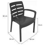 Sedia da Esterno Nero 4 Sedie Impilabile, Braccioli Made in Italy - Excel