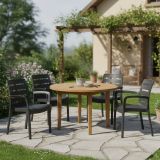 Sedia da Esterno Nero 4 Sedie Impilabile, Braccioli Made in Italy - Excel