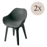 Sedia da Esterno Nero Antracite 2 Sedie Braccioli, Peso Supportato 120 kg Made in Italy - Oakahalla