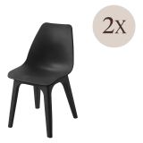 Sedia da Esterno Nero Antracite 2 Sedie Peso Supportato 120 kg, Sfumatura Colore Seduta Antracite Made in Italy - Montivilla