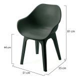 Sedia da Esterno Nero Antracite 4 Sedie Braccioli, Peso Supportato 120 kg Made in Italy - Beachfield