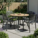 Sedia da Esterno Nero Antracite 4 Sedie Braccioli, Peso Supportato 120 kg Made in Italy - Hero