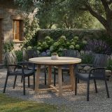 Sedia da Esterno Nero Antracite 4 Sedie Impilabile, Braccioli Made in Italy - Rumley