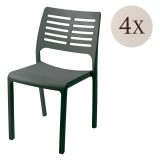 Sedia da Esterno Nero Antracite 4 Sedie Impilabile, Peso Supportato 120 kg Made in Italy - Canoe