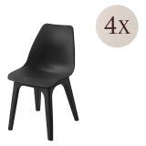 Sedia da Esterno Nero Antracite 4 Sedie Peso Supportato 120 kg, Sfumatura Colore Seduta Antracite Made in Italy - Montivilla
