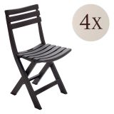 Sedia da Esterno Nero Antracite 4 Sedie Pieghevole, Peso Supportato 120 kg Made in Italy - Jennie