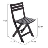Sedia da Esterno Nero Antracite 4 Sedie Pieghevole, Peso Supportato 120 kg Made in Italy - Jennie
