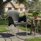 Sedia da Esterno Nero Antracite una Sedia Impilabile, Braccioli Made in Italy - Vashti