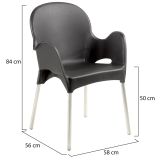 Sedia da Esterno Nero Antracite una Sedia Impilabile, Braccioli Made in Italy - Vashti