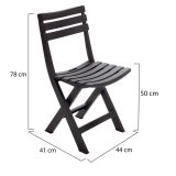 Sedia da Esterno Nero Antracite una Sedia Pieghevole, Peso Supportato 120 kg Made in Italy - Arizona