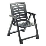 Sedia da Esterno Nero Antracite una Sedia Schienale Reclinabile, Multiposizione Made in Italy - Wadley