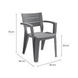 Sedia da esterno Oberon, Seggiola da giardino, Seduta outdoor multiuso, Panchina da giardino, Made in Italy, 60x58 h79 cm, Grigio