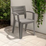 Sedia da esterno Oberon, Seggiola da giardino, Seduta outdoor multiuso, Panchina da giardino, Made in Italy, 60x58 h79 cm, Tortora