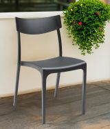Sedia da esterno Orcus, Seggiola da giardino, Seduta outdoor multiuso, Panchina da giardino, Made in Italy, 54x46 h80 cm, Antracite