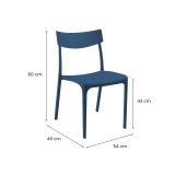 Sedia da esterno Orcus, Seggiola da giardino, Seduta outdoor multiuso, Panchina da giardino, Made in Italy, 54x46 h80 cm, Blu