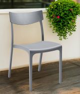 Sedia da esterno Orcus, Seggiola da giardino, Seduta outdoor multiuso, Panchina da giardino, Made in Italy, 54x46 h80 cm, Grigio