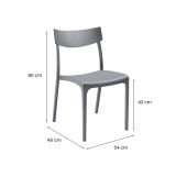 Sedia da esterno Orcus, Seggiola da giardino, Seduta outdoor multiuso, Panchina da giardino, Made in Italy, 54x46 h80 cm, Grigio