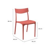 Sedia da esterno Orcus, Seggiola da giardino, Seduta outdoor multiuso, Panchina da giardino, Made in Italy, 54x46 h80 cm, Rosso