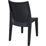 Sedia da esterno Ravenna, Set di 4 sedute da giardino, Sedia per tavolo da pranzo, Poltrona outdoor effetto rattan, 100 % Made in Italy, 48x55h86 cm, Antracite