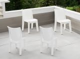 Sedia da esterno Ravenna, Set di 4 sedute da giardino, Sedia per tavolo da pranzo, Poltrona outdoor effetto rattan, 100 % Made in Italy, 48x55h86 cm, Bianco