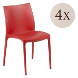 Sedia da Esterno Rosso 4 Sedie Impilabile, Peso Supportato 120 kg Made in Italy - Grover