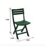 Sedia da esterno Terni, Seduta da giardino pieghevole, Sedia per tavolo da pranzo, Poltrona outdoor, 100 % Made in Italy, Cm 44x41h78, Verde