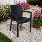 Sedia da esterno Torino, Seduta da giardino, Sedia per tavolo da pranzo, Poltrona outdoor effetto rattan, 100 % Made in Italy, 54x60h82 cm, Antracite