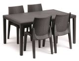 Sedia da esterno Trieste, Seduta da giardino, Sedia per tavolo da pranzo, Poltrona outdoor effetto rattan, 100 % Made in Italy, 48x55h86 cm, Antracite