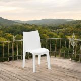 Sedia da esterno Trieste, Seduta da giardino, Sedia per tavolo da pranzo, Poltrona outdoor effetto rattan, 100 % Made in Italy, 48x55h86 cm, Bianco
