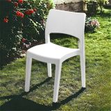 Sedia da esterno Tropea, Sedia per tavolo da pranzo, Poltrona outdoor, Seduta da giardino, 100 % Made in Italy, 50x51h82 Cm, Bianco