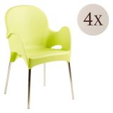 Sedia da Esterno Verde 4 Sedie Impilabile, Braccioli Made in Italy - Raimund