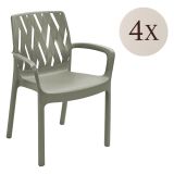 Sedia da Esterno Verde 4 Sedie Impilabile, Braccioli Made in Italy - Rumley