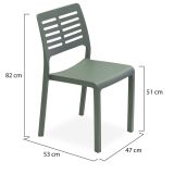 Sedia da Esterno Verde 4 Sedie Impilabile, Peso Supportato 120 kg Made in Italy - Canoe
