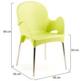 Sedia da Esterno Verde una Sedia Impilabile, Braccioli Made in Italy - Vashti