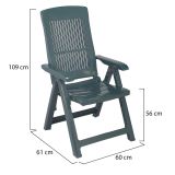 Sedia da Esterno Verde una Sedia Schienale Reclinabile, Multiposizione Made in Italy - Dozier