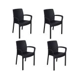 Sedia da esterno Viterbo, Set di 4 sedute da giardino, Sedia per tavolo da pranzo, Poltrona outdoor effetto rattan, 100 % Made in Italy, 54x60h82 cm, Antracite