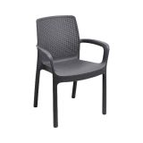 Sedia da esterno Viterbo, Set di 4 sedute da giardino, Sedia per tavolo da pranzo, Poltrona outdoor effetto rattan, 100 % Made in Italy, 54x60h82 cm, Antracite