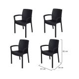 Sedia da esterno Viterbo, Set di 4 sedute da giardino, Sedia per tavolo da pranzo, Poltrona outdoor effetto rattan, 100 % Made in Italy, 54x60h82 cm, Antracite