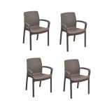 Sedia da esterno Viterbo, Set di 4 sedute da giardino, Sedia per tavolo da pranzo, Poltrona outdoor effetto rattan, 100 % Made in Italy, 54x60h82 cm, Marrone