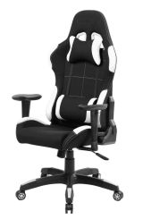 Sedia da gaming Bundaberg, Poltrona da gaming adulto, Sedia da scrivania, 57x72h124-134 cm, Nero e Bianco