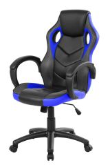 Sedia da gaming Caloundra, Poltrona da gaming adulto, Sedia da scrivania, 66x61h104-114 cm, Nero e Blu