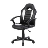 Sedia da gaming Hervey, Poltrona da gaming ragazzo, Sedia da scrivania, 56x55h89-100 cm, Nero e Bianco