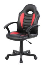 Sedia da gaming Hervey, Poltrona da gaming ragazzo, Sedia da scrivania, 56x55h89-100 cm, Nero e Rosso