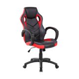 Sedia da gaming imbottita con braccioli in ecopelle nera e rossa - Urbana