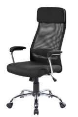 Sedia da ufficio Adel, Poltrona direzionale con braccioli, Sedia ergonomica da ufficio, 65x65h114-125 cm, Nero