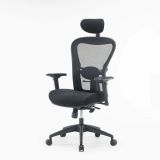 Sedia da ufficio Auckland, Poltrona direzionale a rete con braccioli, Seduta ergonomica da ufficio, 66x68h120-132 cm, Nero