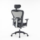Sedia da ufficio Auckland, Poltrona direzionale a rete con braccioli, Seduta ergonomica da ufficio, 66x68h120-132 cm, Nero